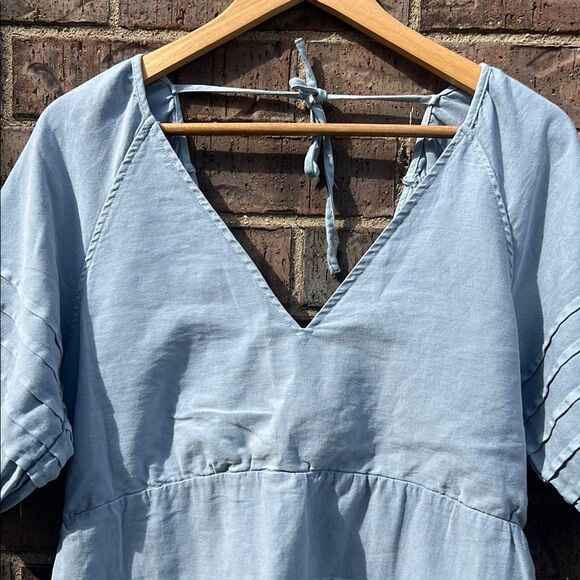 7 Seven for All Mankind Women's Light Blue V-Neck Dress M - Picture 3 of 16